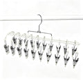 Pants Hangers with 20 Clips, Space Saving Hanging Closet Organizer (Beige) | 360°swivel & non-slip rustproof clips, multi-functional organizer holds leggings, skirts, hats, socks, scarves and lingerie