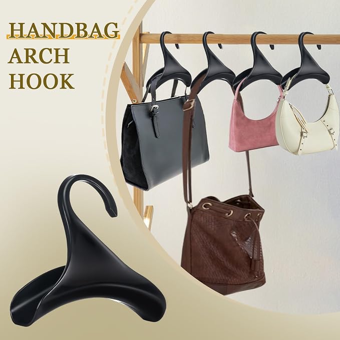 Bag Hanger, 12 Pcs Black Purse Hangers for Closet, Handbag Hangers for Closet, Handbag Organizer Hooks, Bag Organizer Hanging Hooks for Backpacks Satchels Tote Bag Home Storage (Black)