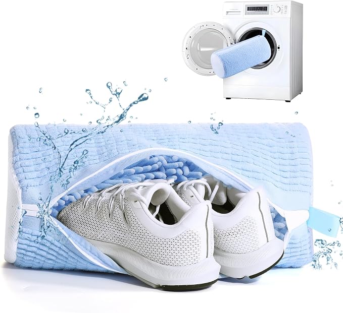 Aship Shoe Washing Machine Bag, Laundry Shoe Bag for Washer and Dryer - Reusable Shoes Cleaning Bag for Sneakers,Tennis Shoes, 360° Deep Cleaning With Self-locking Zipper for All Shoe Sizes - Blue,1PC