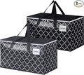 Extra Large Moving Bags, Heavy-Duty Storage Totes with Zipper Top and Sturdy Handles, Moving Supplies for Space Saving and Packing, Collapsible Storage Bags, Black & Gray, 88L, 2-Pack