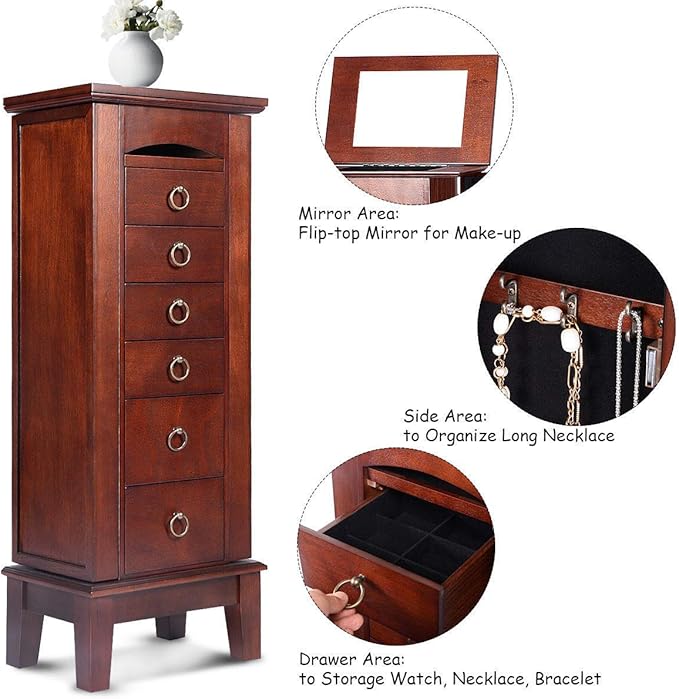 Cabinet Armoire Storage Box Chest-Stand Organizer Jewelry Wood