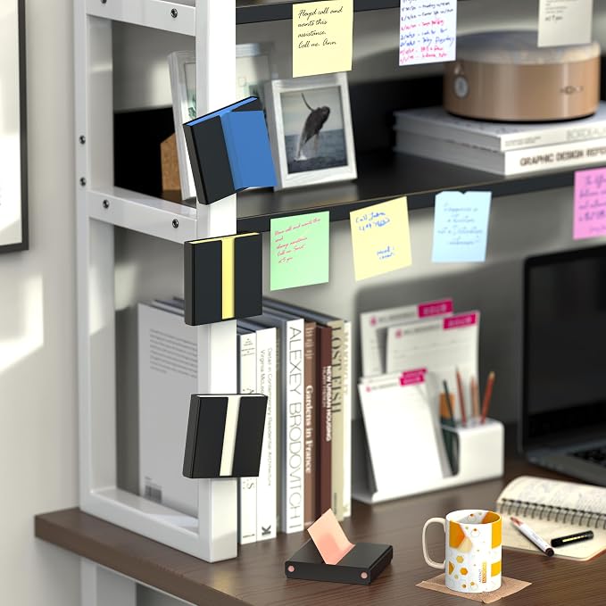 4 Pcs Sticky Note Dispenser, Magnetic Sticky Note Holder for Post It Notes, 3 x 3 Inch Sticky Note Organizer for Office Home Classroom, Black