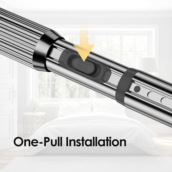 Silver Tension Curtain Rod 41-166In(4-14Ft), Extra Long Outdoor Curtain Rod No Drilling for Window Patio, Shower Rod or Bathroom,Rod Diameter 1.26In-One-bond stretching