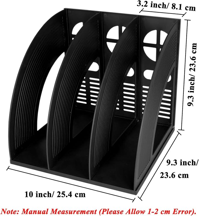 SAYEEC 2Pcs Magazine Holder Plastic File Sorter Binder Holder for Desk Folder Organizer Stand Book Shelf Dividers Vertical Filling Storage Rack Desktop Bookshelf Display Box for Office School (Black)