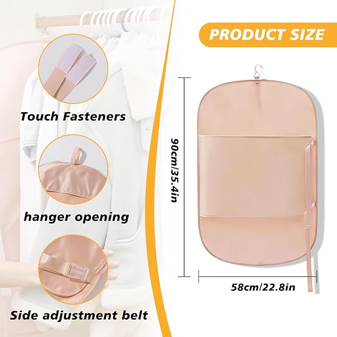 Closet Press Board Organizer, Space Saving Garment Bag, Space Saver Compression Bags, Jacket Storage For Closet, Large Capacity Closets Organizer For Office Bedroom Travel RV Daily Home (Pink)