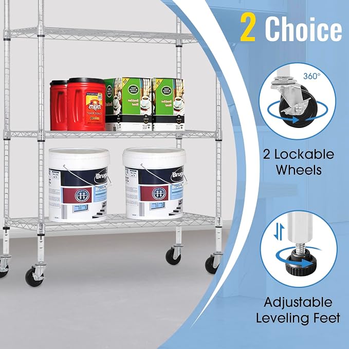 PayLessHere | 4-Tier Wire Shelf | 36"x14"x62" | Chrome | Adjustable Racks | Heavy-Duty Storage Shelves, Holds Upto 1400 lbs | Rust-Resistant, No-Tool Assembly | for Home, Garage Shelving