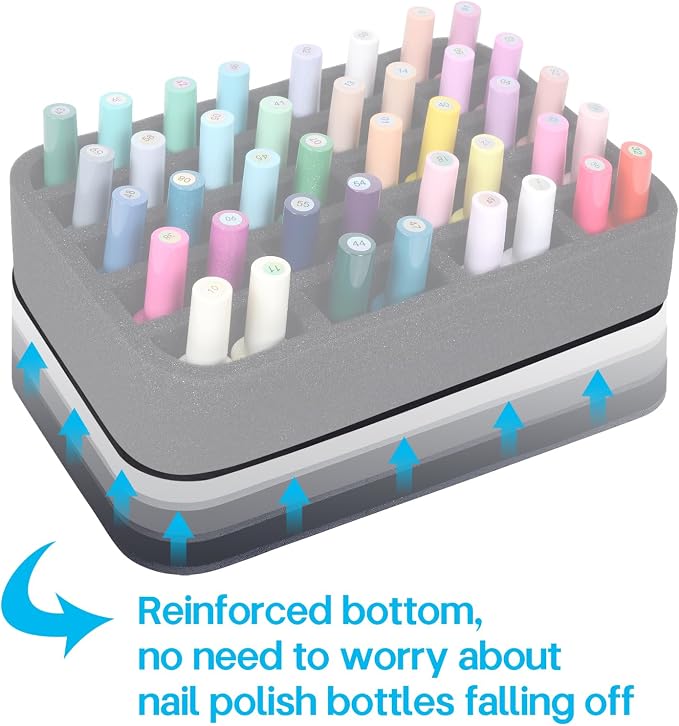 Nail Polish Organizer Holder Foam Pad DIY with 20 Slots for Storage Nail Polish or Essential Oil Tray for Drawers Black