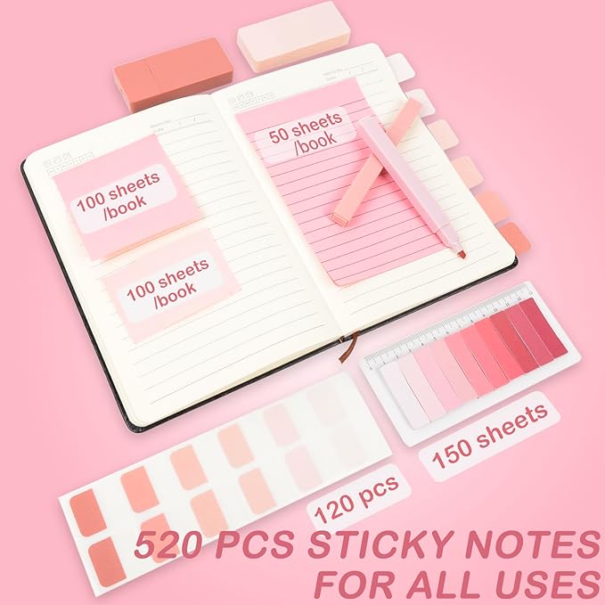 ChezAbbey 47Pcs Aesthetic School Supplies with Pencil Pouch - Cute College Essentials Set, Big Capacity Pen Case, Pastel Highlighters, Bible Study Journaling Stationary Kit (Pink)