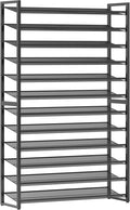 Nunsino Shoe Rack,12 Tier Metal Shoe Organizer,Max Holds 60 Pairs,Heavy Duty Shoes Shelf for Garage, Entryway, Closet,Black