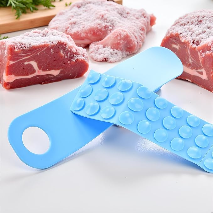 Silicone Thawing Belt for Frozen Meat, Seafood, Fish, Steak, Chicken, Fast Kitchen Defrosting Tool, Blue, Countertop and Sink Compatible