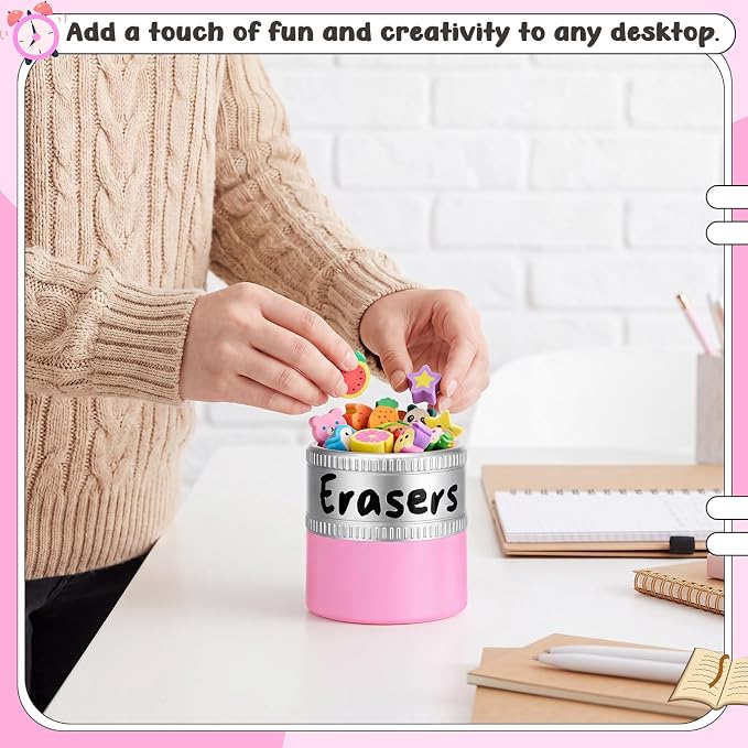 Tenceur 4.7x4.7 Inches Erasers Bucket for Teacher Desk Organizer Pencil Holder Bucket Plastic Large Capacity Desk Organizer for Teacher Classroom Craft Supply Storages