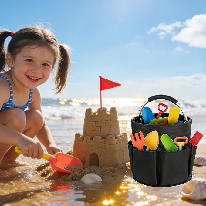 17L Foldable Storage Basket Cleaning Caddy with Handle Portable Multi Cleaning Bucket Bag for Home, Garden, Outdoor Camping