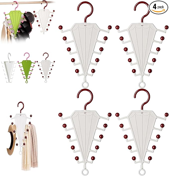 V-Shaped Double-Sided Closet Organizer Hanger, Multi-Functional V-Shaped Double Sided Hanger Storage Rack, Vertical Closet Storage Rack for Shirts, Light Jackets, Hats, Scarves (4, Red)