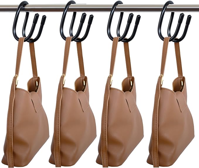 YYST 4 Pack Handbag Backpack Purse Hanger Hook Over The Closet Rod for Scarves, Men's Ties, Women's Shawls, Belts, Handbags, Wristlets, Purses, Bags,Backpacks, Satchels,etc (4)