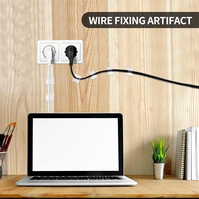 Viaky 30 Pcs Clear Cable Clips Self Adhesive Backed Nylon Adjustable Wire Management Transparent Drop Wire Holder for 0.5 Inch (12.5mm) Cables