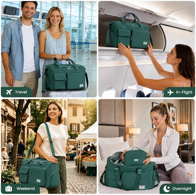 FIORETTO Women's Gym Duffle Bag with Shoes Compartment, 30L Capacity, Ideal for Travel, Gym, Sports, Duffel, Weekender