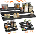 Expandable Spice Rack Organizer - 3 Tier Adjustable Spice Organizer for Cabinet & Countertop - Easy Visibility - Black