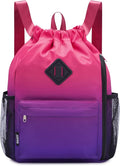 WANDF Drawstring Backpack with Shoe Compartment, Sports Gym Bag | Multi-Pocket Storage, Water-Resistant Fabric, Cinch String Bag
