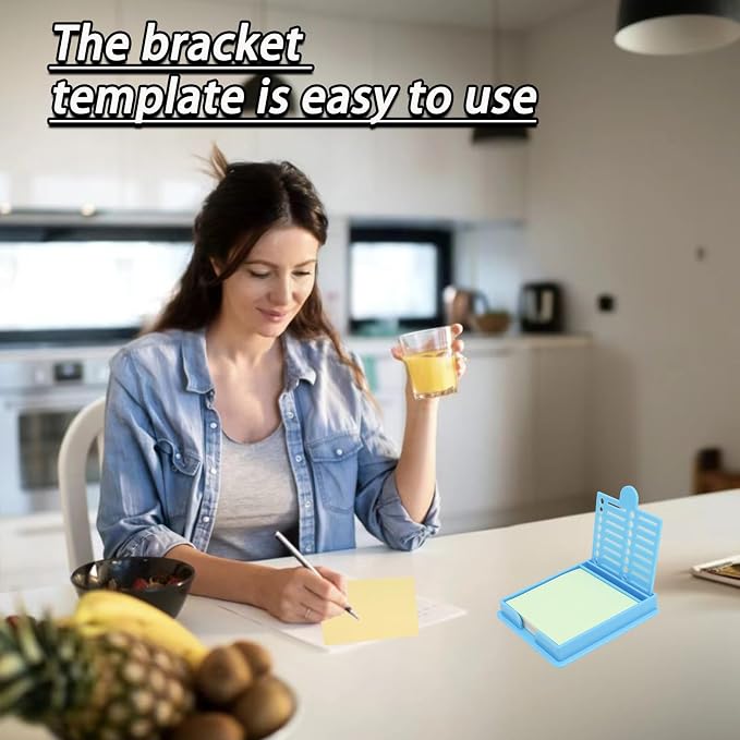 Sticky Note Stencil and Holder Sticky Note Holder with 5 Templates for 3x3 Inch Sticky Notes Reusable Stick Notes Dispenser for to-Do Lists Home Office, Blue