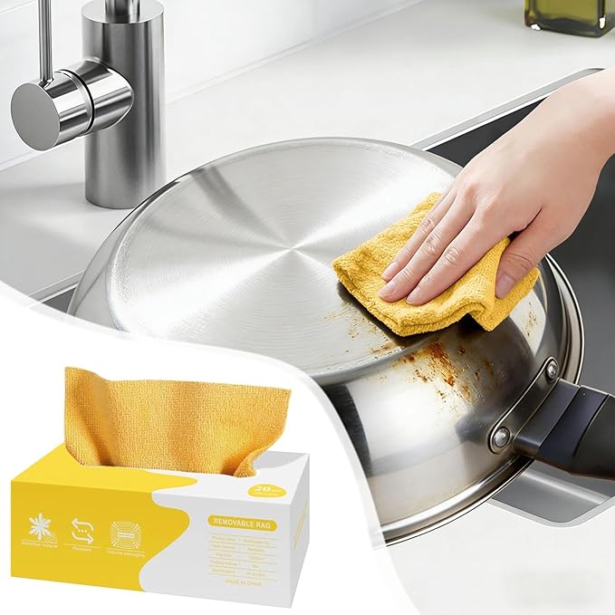 Microfiber Cleaning Cloths in Box, 20 Pack Extract Towels, Lint Free Reusable Rags for Household Kitchen Cleaning, Ultra Absorbent Multi-Purpose Wipes for Car Wash Detailing (5pc)