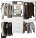 Modular Closet System, 84" Wide Closet Organizer System with Hanging and Drawers, Wood Tower Closet Storage for Walk In Closets, Wall Mounted Wardrobe Organizer Kit System, Bedroom, White