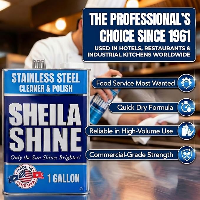 4 x 1 Gallon Stainless Steel Cleaner and Polish - Cleans, Polishes & Protects Kitchen Appliances, Refrigerators, Sinks, Ovens & Grills - Residue & Streak Free Shine - Stainless Appliance Cleaner