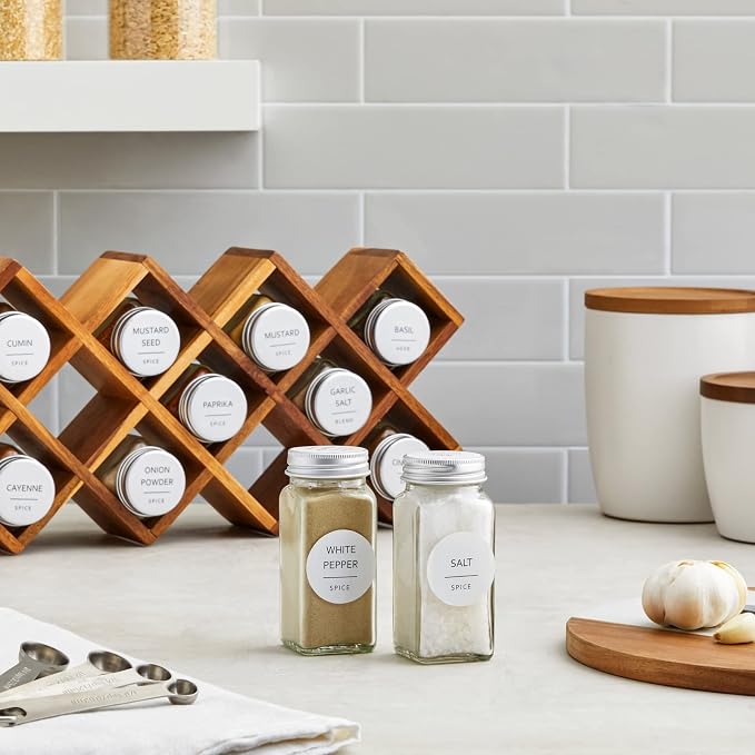 Talented Kitchen Round Spice Jar Labels - Water-Resistant Removable Vinyl Lid Stickers - Spice Rack & Seasoning Bottle Labels - Pantry Organization - Pack of 144, 1.5"