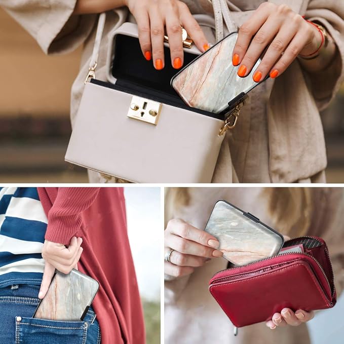 Coco Rossi Credit Card Holder RFID Aluminum Small Mini Wallet Women | Metal Wallet, Business Cards Holder, ID Case, Slim Sleeves, Womens Girls Gift, Carry Proof Wallets for Travel, Grey