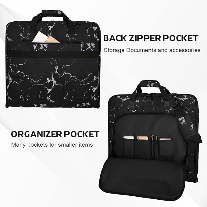 Goloni Garment Bag For Men Women Travel & Business,Hanging Clothes & Multiple Compartment,Waterproof Foldable Suit Bag Marble