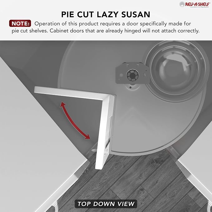 Rev-A-Shelf 2 Tier Pie-Cut Lazy Susan for Corner Base Cabinets, Plastic, 28" Double Shelf Swivel Kitchen Spice and Can Organizer, 28" W x 18.25" D x 26" H, White, 6942-28-11-52
