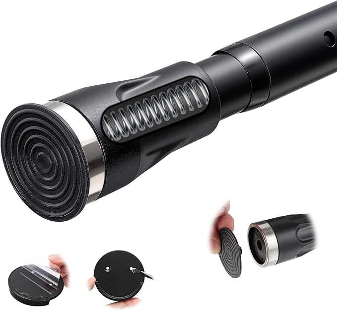 Tension Curtain Rod, 42 to 72 inch Adjustable Heavy Duty black shower curtain rod for bathroom Closet Windows