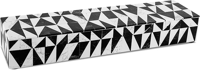 Handicrafts Home Decorative Remote Holder Box 10x2.5 – Slim Organizer Box with Lid for TV Remotes, Coffee Table Décor, Modern Shelf Box, Boho Home Décor Accent, Black and White Decorative Storage Box
