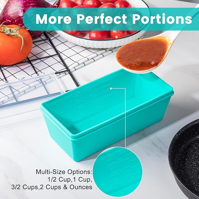 Gemice Silicone Freezer Molds with Lids, 6-Pack 1-Cup & 2-Cup | Oven & Dishwasher Safe, BPA-Free Soup Portion Cubes Trays, Freezer Containers for Food Storage