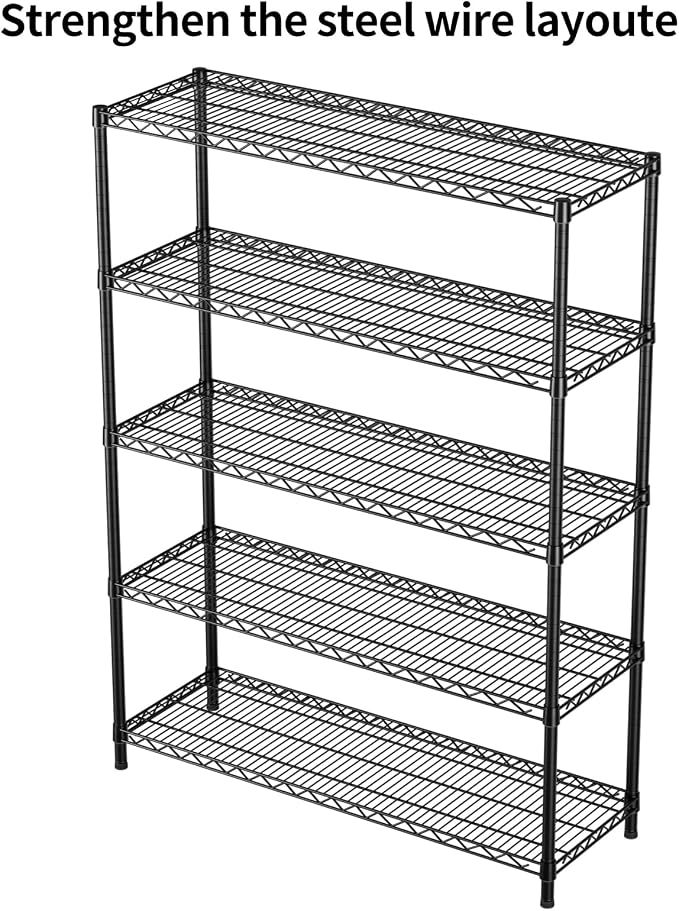 SINGAYE 5 Shelves Adjustable Shelf Heavy Duty Wire Storage Shelving Metal | Home Storage Small Rack Pantry Closet Unit for Laundry Room Organization Bathroom Kitchen