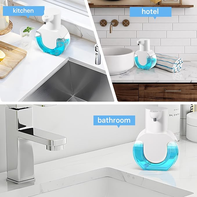 VZZNN 2 Pack Automatic Foaming Soap Dispenser 14.2oz/420ML Touchless Automatic Foaming Soap Dispenser,Rechargeabled Wall Mounted Smart Pump for Bathroom Kitchen
