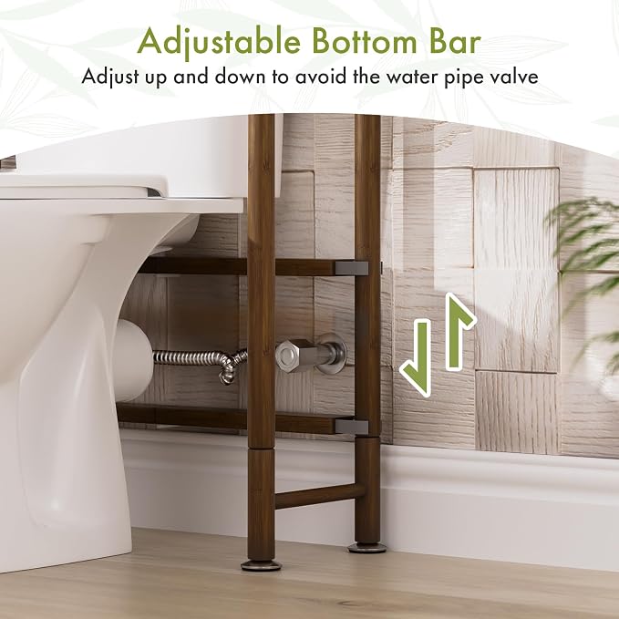 AmazerBath Bamboo Over The Toilet Storage Shelf, Over Toilet Bathroom Organizer Rack, 3-Tier Bathroom Shelves Over Toilet, Space Saver, Walnut Brown