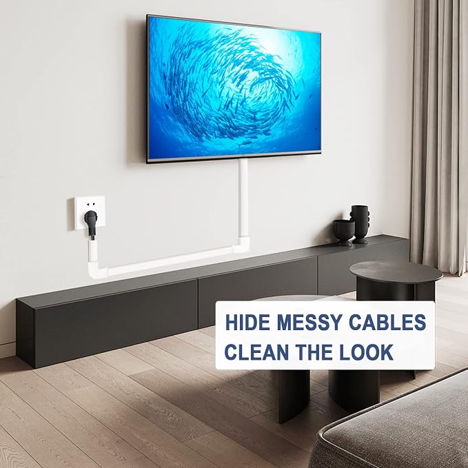 157" Paintable Cable Raceway Kit for TV Wall Mount Wire Concealer | 157" paintable cable raceway kit hides TV wall wires, PVC wire concealer with cuttable channels and adhesive or screw install