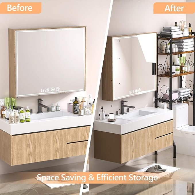 Aduanbang 4 Tier Over The Toilet Storage Rack, Bathroom Organizer Shelf with Basket, Adjustable Shelves, Freestanding Space Saver for Small Bathrooms