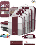 OlarHike 10 Set Compression Packing Cubes for Travel Essentials,Compressible Expandable Space Saver Bags for Organizing Clothes,Luggage Suitcase Garment Bags with Over 1000 pcs Mesh Holes(Wine Red)