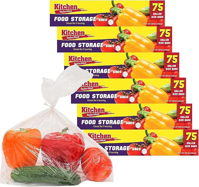 PARTY BARGAINS 1 Gallon Food Storage Bags with Twist-Ties, 11" x 13" (450 Count) – Heavy Duty Plastic Food Saver Bags for Kitchen, Meal Prep, Freezer & Pantry Organization | Leak resistant, Keeps food fresh, Clear visibility, Freezer friendly, Easy twi...