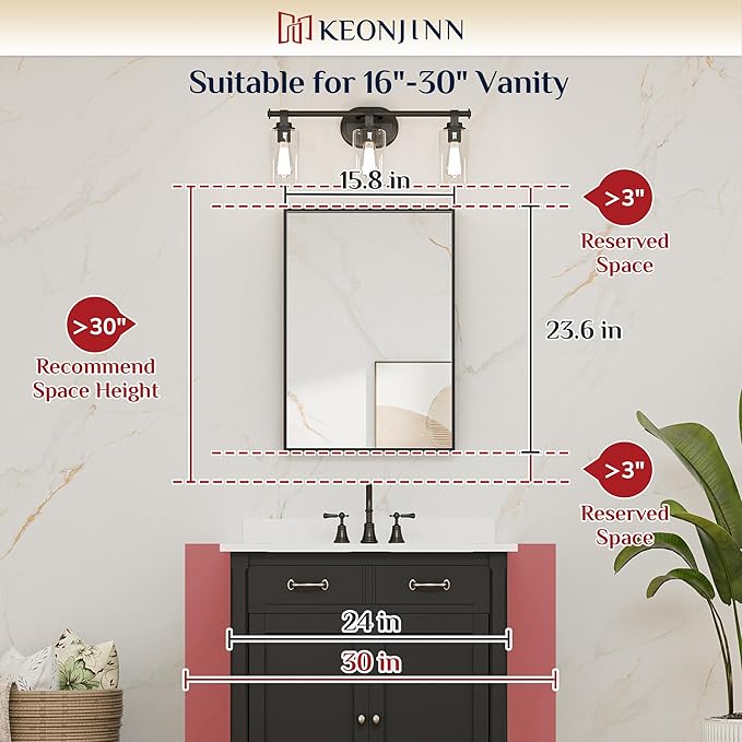 Keonjinn 16 x 24 Inch Brushed Silver Bathroom Mirror for Wall, Silver Rectangle Vanity Mirror, Modern Farmhouse Mirrors, Metal Framed Rectangular Square Corner Mirrors(Horizontal/Vertical)