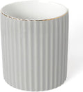 CROWNOS Pen Holder for Desk, Ceramic Pencil Cup Office Desk Organizer, Makeup Brush Holder, Light Gray