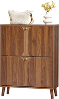 BERRYMERRY Shoe Cabinet with 2 Flip Drawers,Wood Hidden Shoes Storage Cabinet with Fluted Recessed Design, Freestanding Shoe Organizer Cabinet for Entryway, Hallway, Living Room