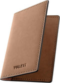 VULKIT Leather Business Card Holder 2 Sided Slim Business Name Card Organizer for Men or Women (Yangba LightBrown)