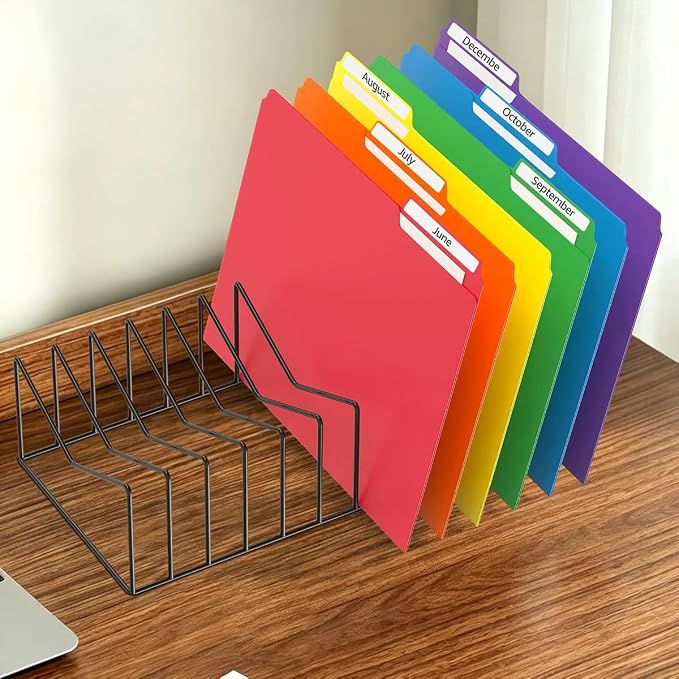 2 Sets 12 Sections Metal Desk Organizer,Office File Holder for Clipboard,Manila Folder,Book & Magazine, Iron Desktop Storage for Kitchen Utensil & Cable,Home Office Organization