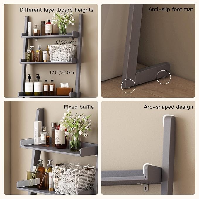 Solid Bamboo Over Toilet Shelf,3 Tier Bathroom Shelf with Anti-Slip Base | Solid bamboo over the toilet storage – naturally moisture-resistant for bathrooms, built for long-lasting durability
