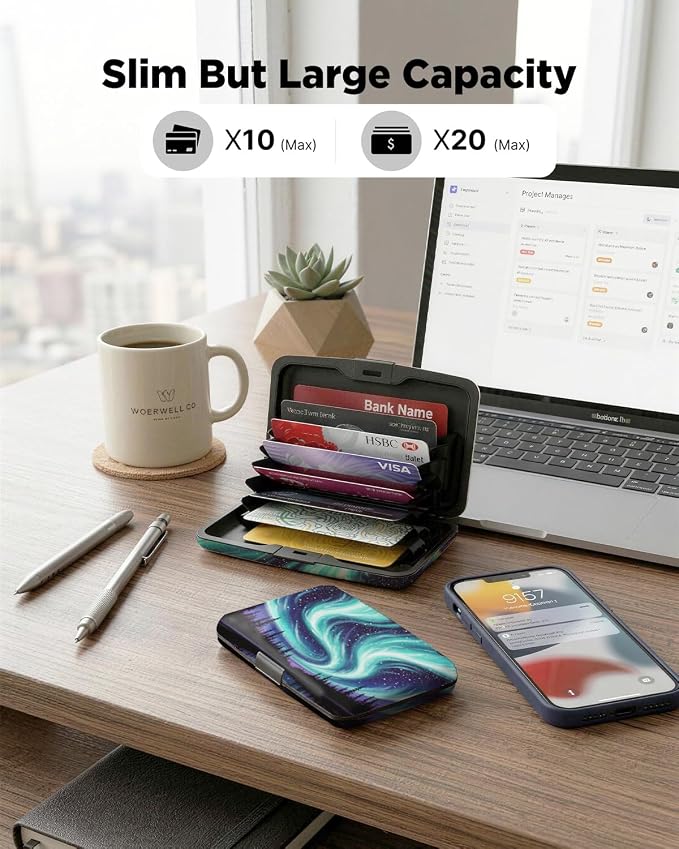 Maicican RFID Blocking Aluminum Credit Card Holder | Slim Metal Wallet for Women & Men, Business Card Case for Travel, Fits Front Pocket, Card holder wallet - Aurora