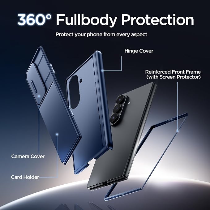 TONGATE Wallet for Z Fold 8 Ultra Case with Privacy Film & Stand, Blue | 4-Card Holder, Anti Spy, Camera Cover, Full Hinge Protection Phone Case for Galaxy Z Fold 8 Ultra Office Business Outdoor