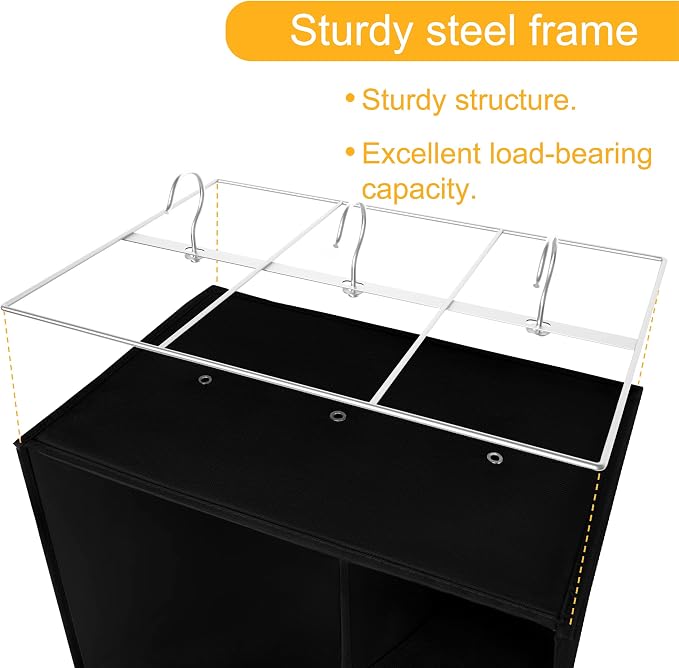 Libeder Shoe Organizer for Closet, 15 Shelf Hanging Closet Storage Shelves - 10 Shoe Rack Organizer and 5 Compartment for Clothes with 6 Side Mesh Pockets for Scarf, Socks,Gloves, Black