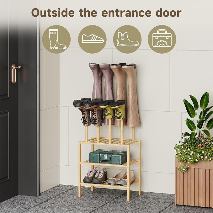 Detachable Boot Rack For Tall Boots Organizer,Outdoor Shoe Rack Storage | 3-Tier Multiuse Shoe Rack For Tall Boots,Closet Organizers And Entryway Storage,Suitable For All Seasons